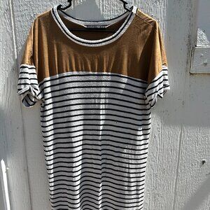 White Black Striped Dress